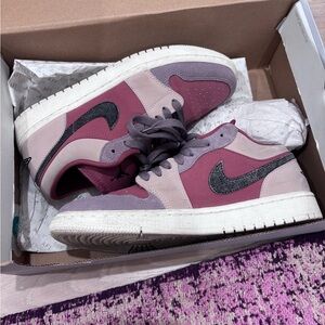 Pink and Purple High-Top Jordan Sneakers